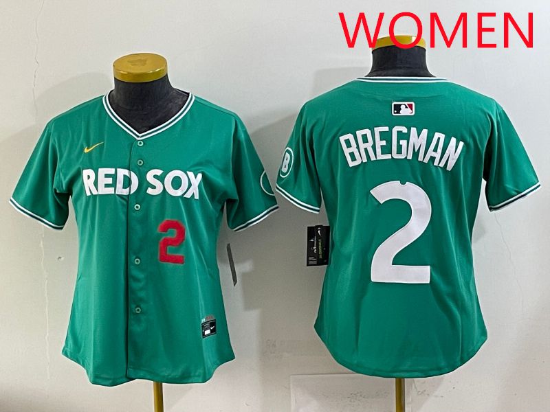 Women 2025 Boston Red Sox 2 Bregman Dark Green Joint Name Nike MLB Jersey style 4